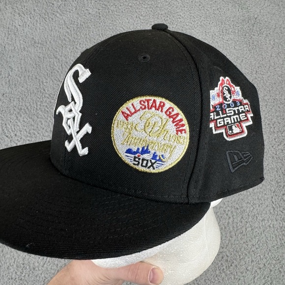 Hat Club‎ Chicago White Sox New Era 59Fifty Hat 8 All Star Game Patches Black - Picture 3 of 11